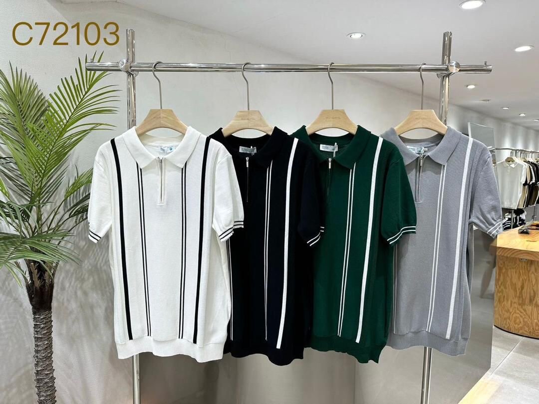 T-shirt homme à col polo rayé