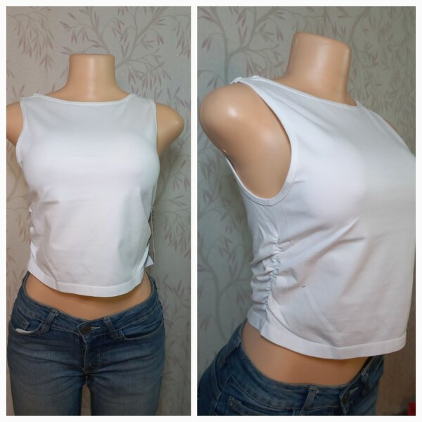 Top blanc côtelé femme