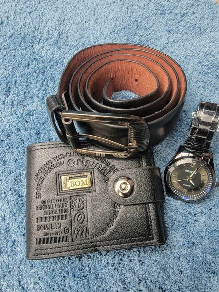 Watch,belt and wallet combo