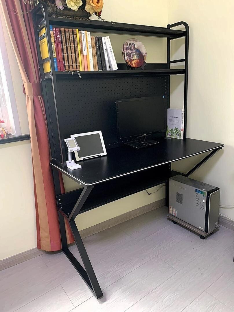 table with pegboard and shelve