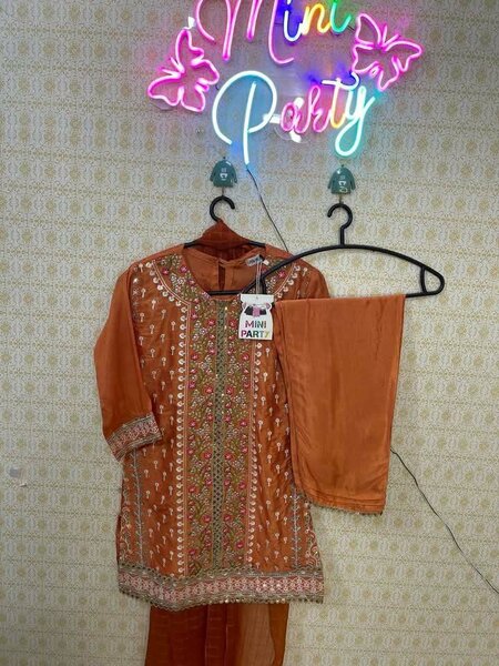 Fancy wear for baby girls 3pc stitched dress