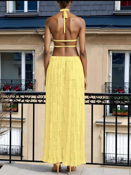 Ensemble jaune été bohème