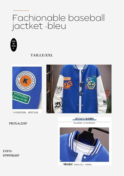 Veste de baseball bleue XXL