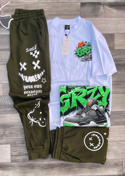 Ensemble survêtement homme gris et blanc