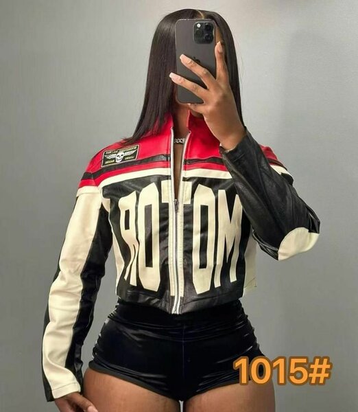 Veste courte en cuir tendance