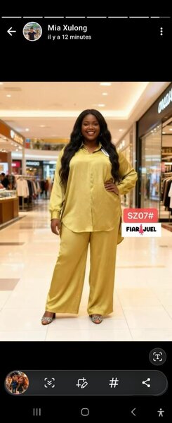 Ensemble Satin Doré Femme