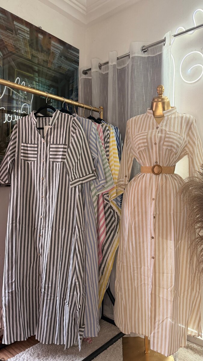 Robe longue à rayures pour femme