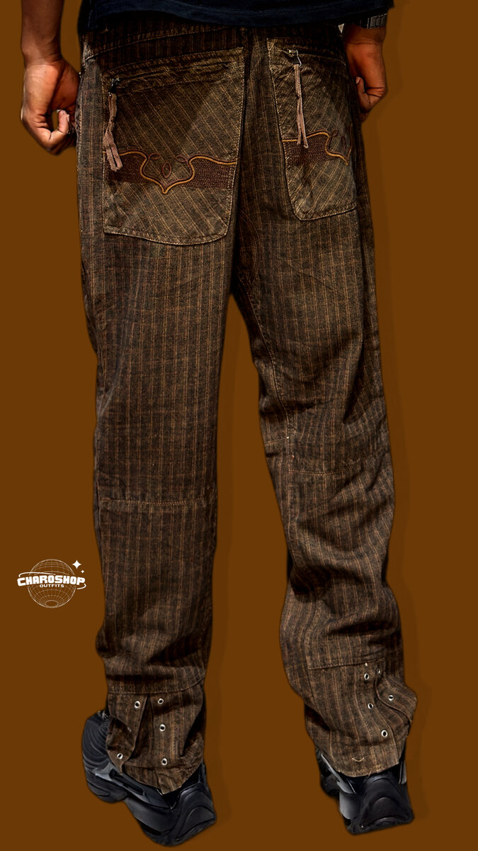 Pantalon cargo rayé marron
