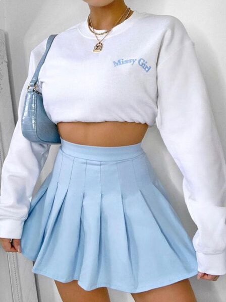 Jupe plissée bleu clair