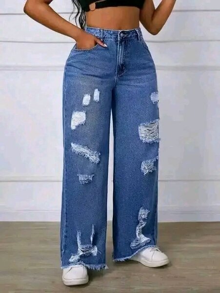 Jeans larges déchirés pour femme