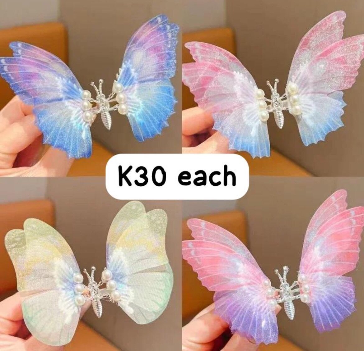 Hyperealistic butterfly hair clips