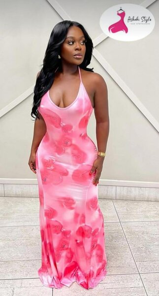 Robe Longue Évasée Rose