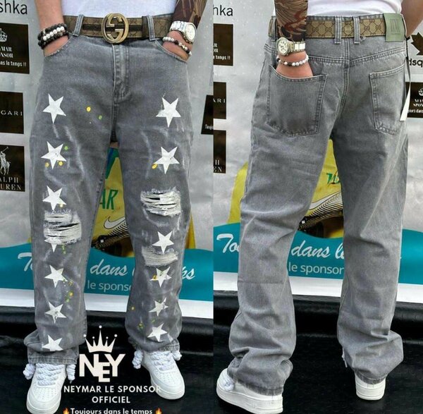 Jeans gris étoilés décontractés