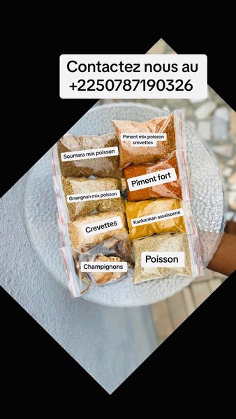 Poudre de gnangnan mix poisson, kankankan assaisonné, piment