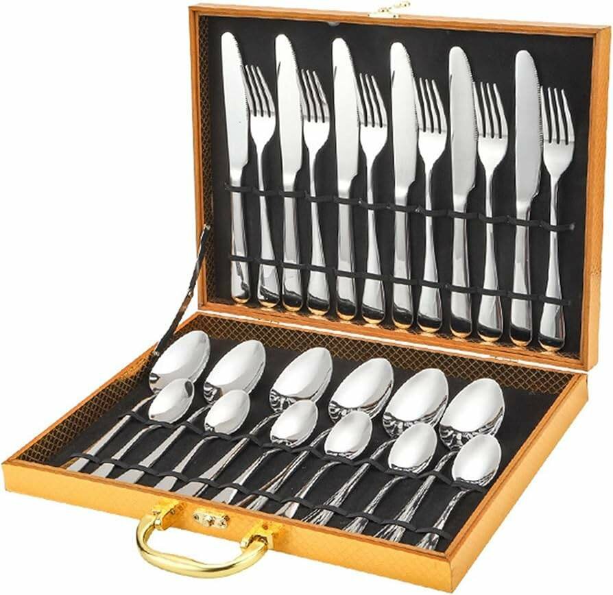 Ensemble couverts 25 pièces en acier inoxydable comprenant 6
