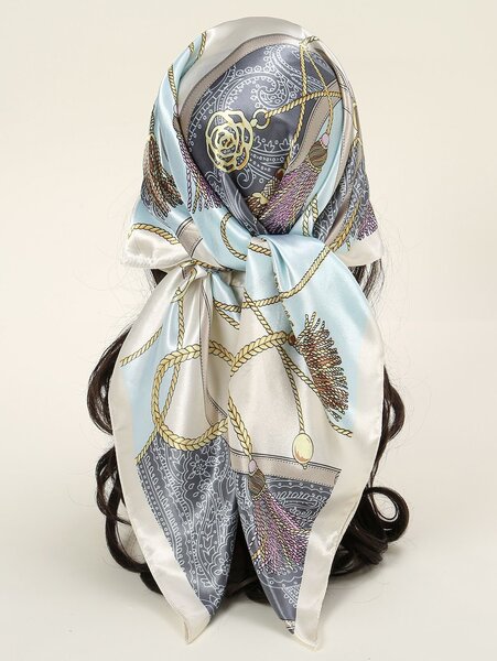 Foulard en soie bleu et blanc