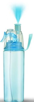 Clear Plain Colored Mist ’N Sip Spray Water Bottle with Pull-Top Spout