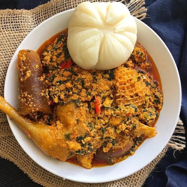 Pounded yam with Egusi soup