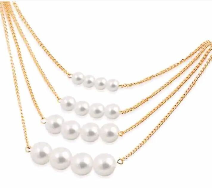 Multi layer pearl necklace