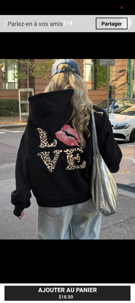 Hoodie Love Motif Léopard