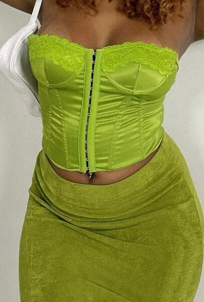 Corset bustier vert en satin