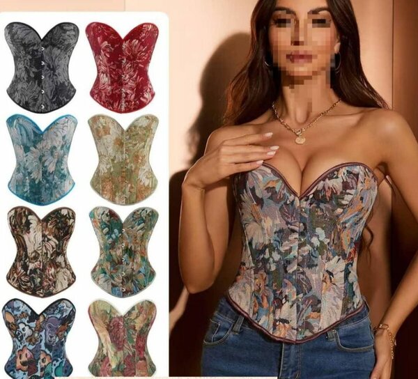 Corset Bustier Floral en Dentelle pour Femme