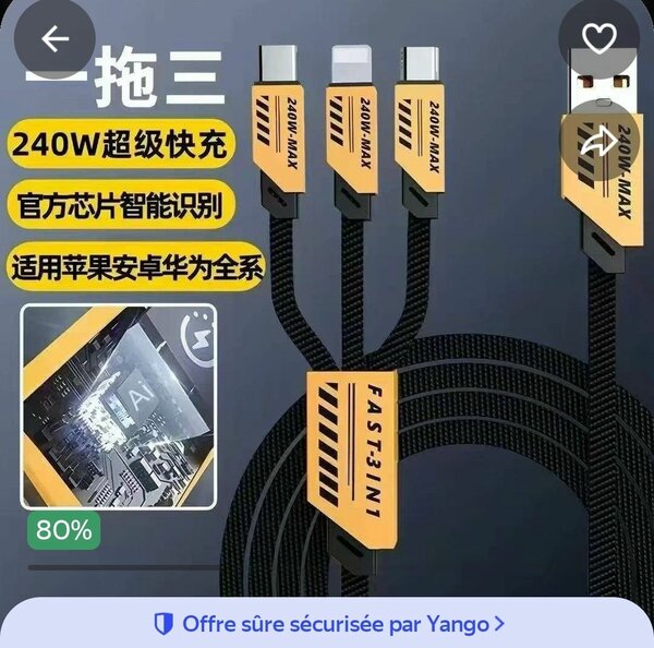 Câble de Charge 3-en-1 240W