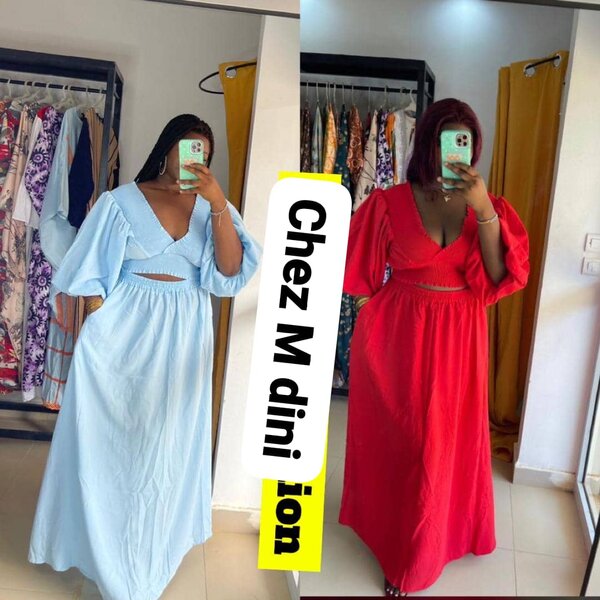 Robe longue à manches bouffantes