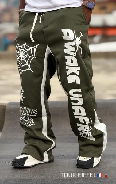 Pantalon sport vert imprimé