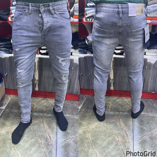 Jeans déchirés homme gris