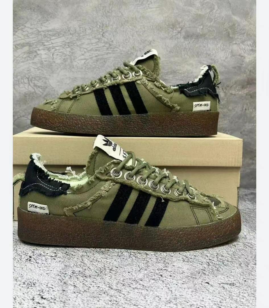 Sneakers uniques en toile verte