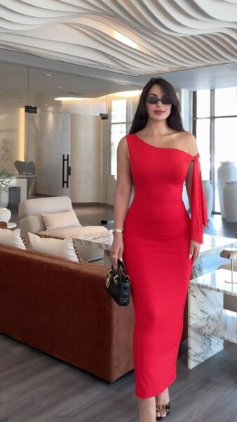 Red Off-The-Shoulder Bodycon Evening Dress