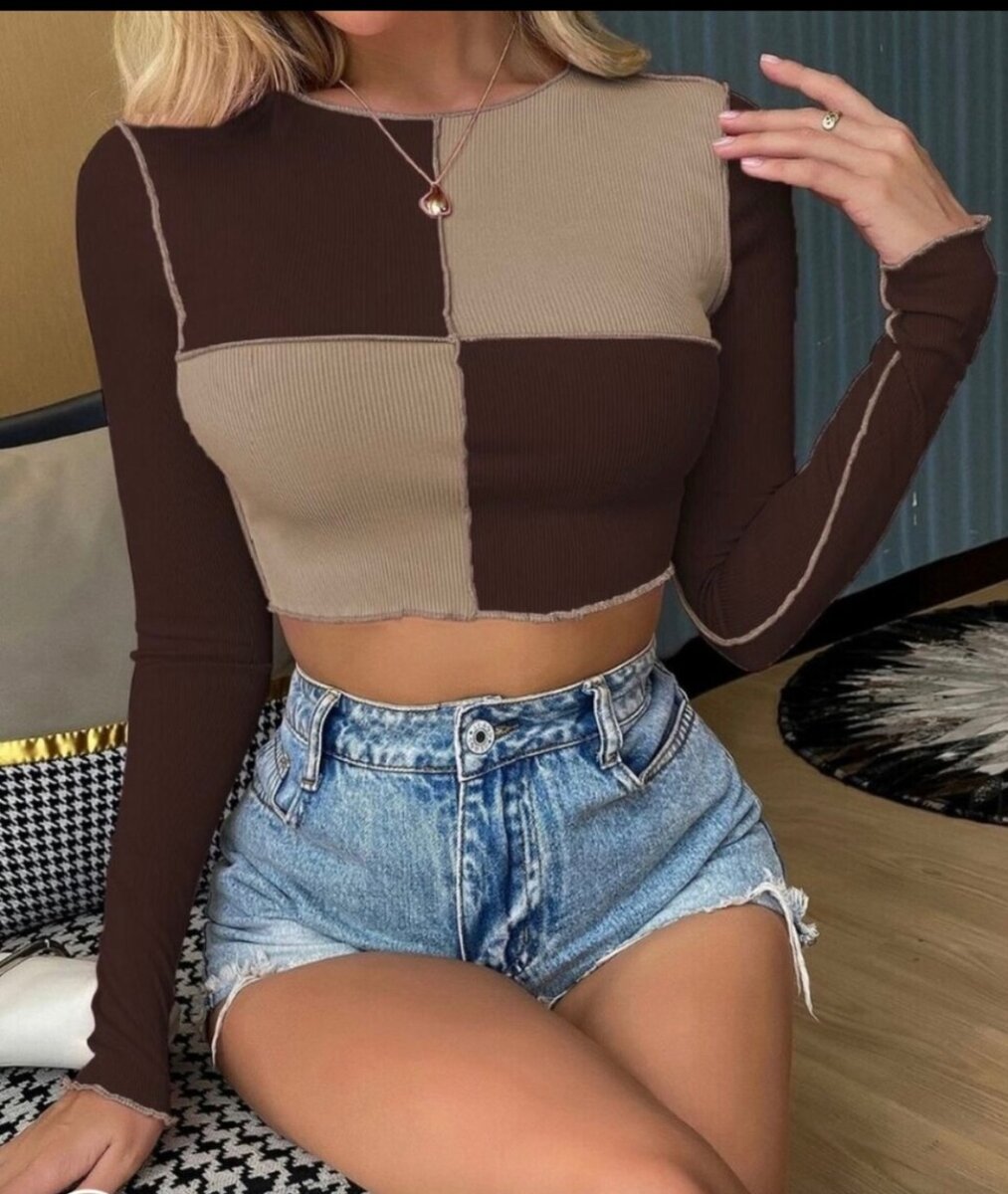 Crop Top Patchwork Longue