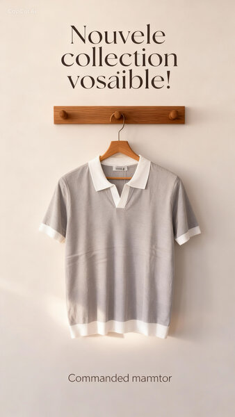 Polo en Coton Gris Homme
