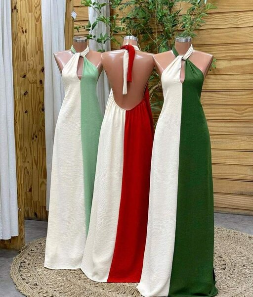 Robe longue élégante bicolore