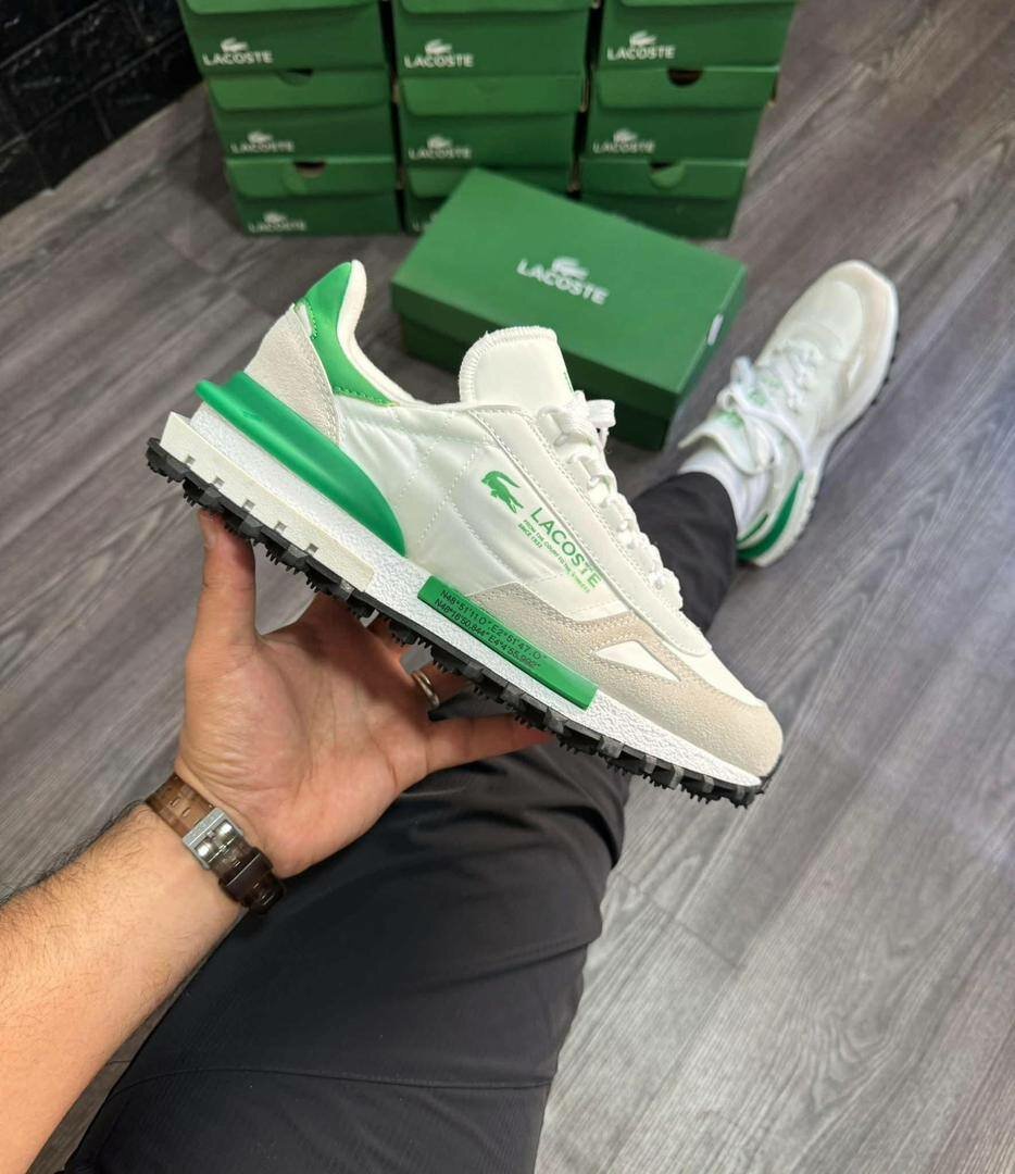 Lacoste Baskets Homme Blanc et Vert