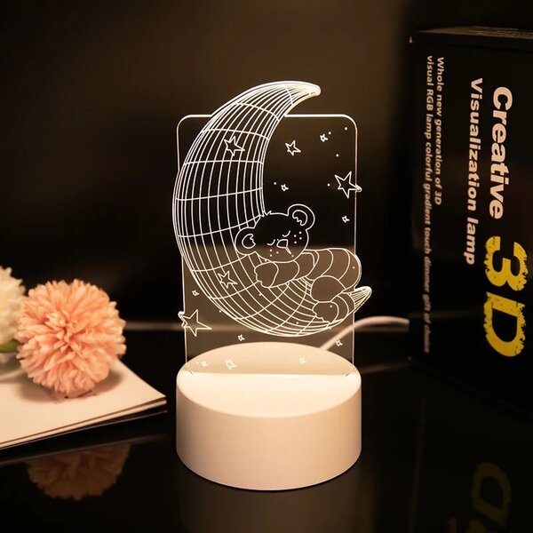 VEILLEUSE 3D  Lampe de nuit LED gravée en acrylique,