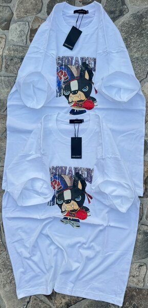 T-shirt imprimé chien blanc