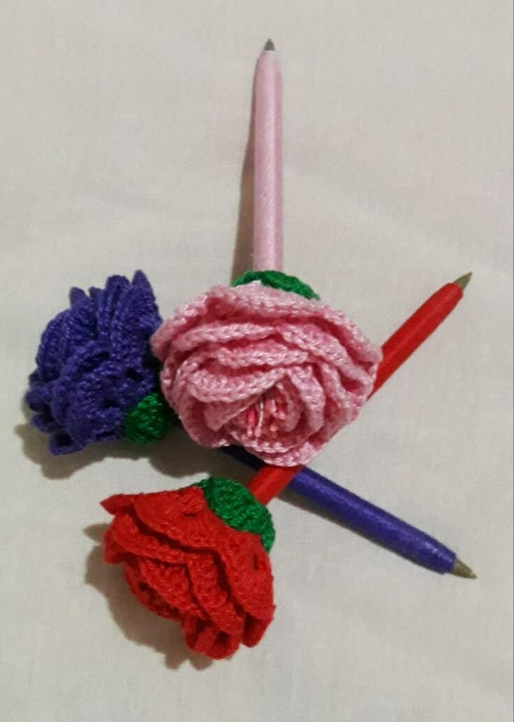 Stylos Décoratifs Fleurs Crochetées