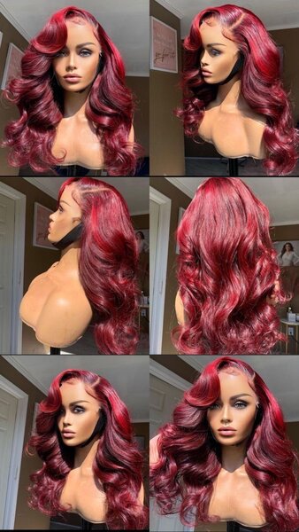 Burgundy color hair body wave