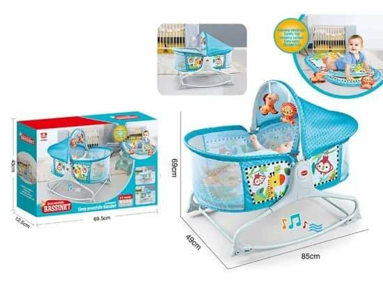 Lit à bascule multifonction 2 en 1 pour enfants, tapis sonor