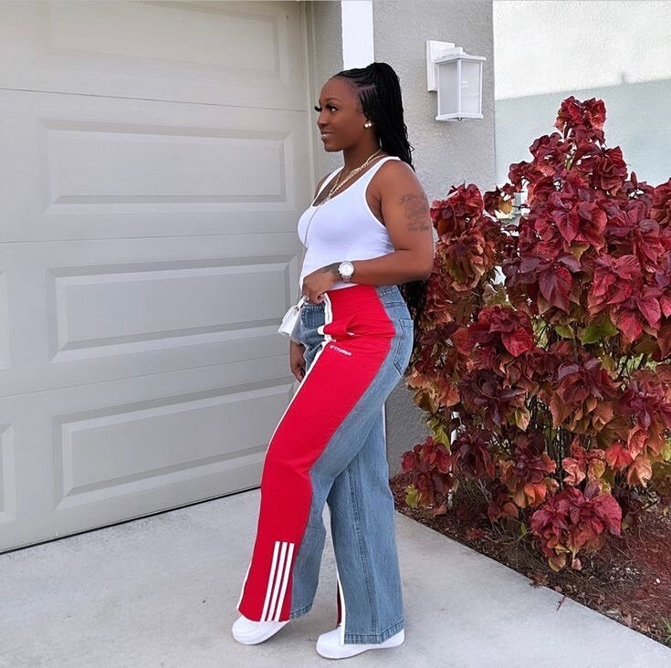 Wide leg jeans and stripe wide jeans