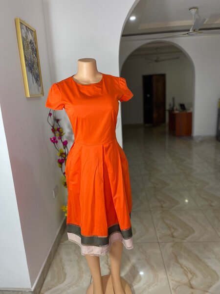 Corporate Chic: Orange Office Dress (Size 8/10)
