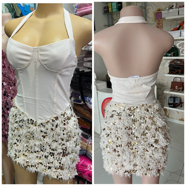 Robe bustier à sequins