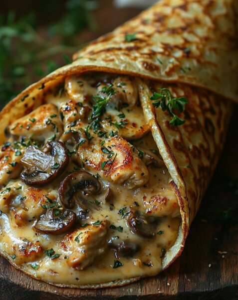 Crêpe poulet champignons