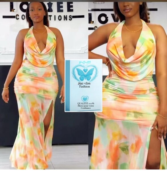 Robe longue tie & dye multicolore