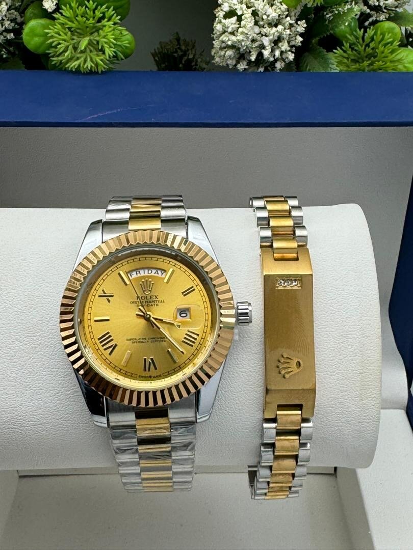 Silver and Gold Rolex Watch Set