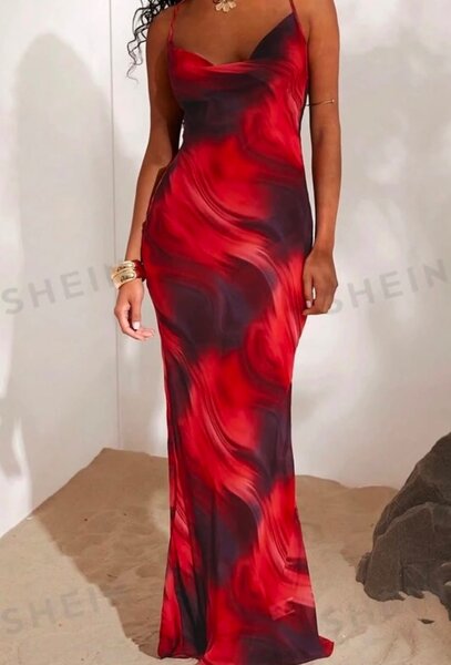 Robe longue rouge flamme