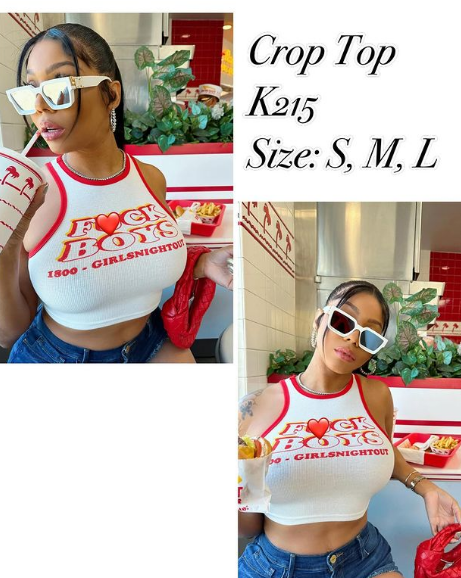 white and red top with print