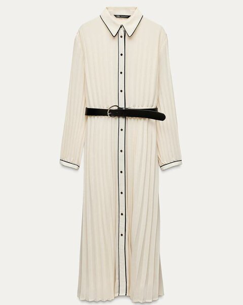 Zara Pleated Dress with Belt 